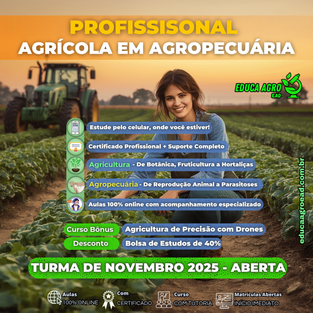 🌾 Transforme sua paixão pelo campo em uma profissão real — 100% online e com certificado reconhecido em todo o Brasil