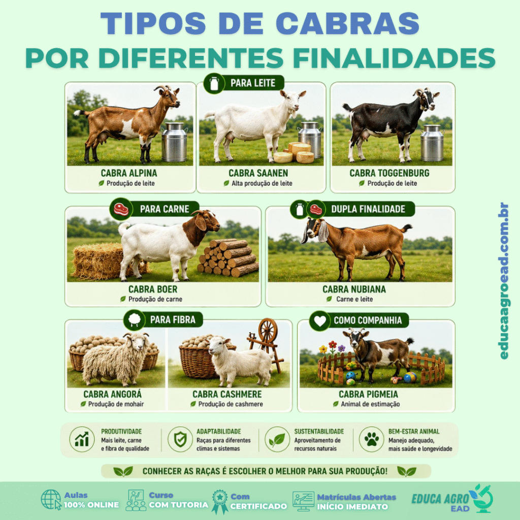 🐐 Tipos de cabras por diferentes finalidades: como escolher a raça ideal para sua produção