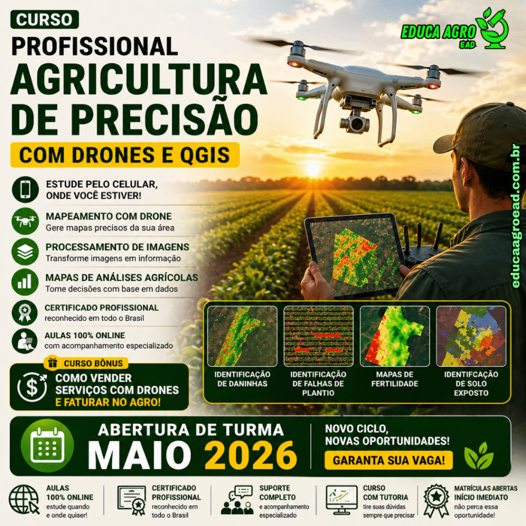 🚁 Curso Profissional de Agricultura de Precisão com Drones e QGIS — Turma Maio 2026