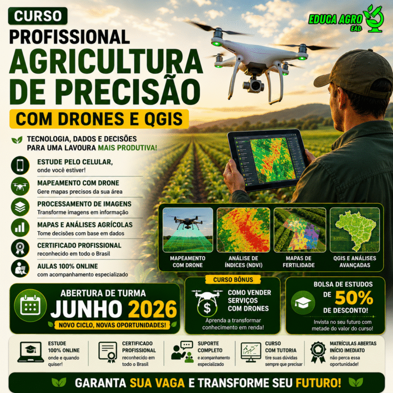 Turma de Junho Aberta: Curso Profissional em Agricultura de Precisão com Drones e QGIS — Domine a Tecnologia que Está Transformando o Agro Brasileiro!