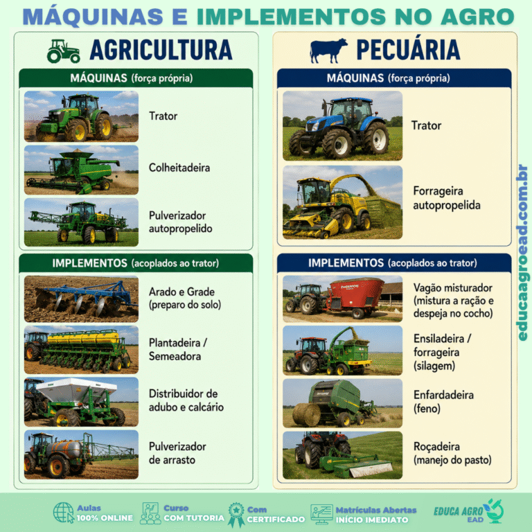 🚜 Máquinas e implementos no agro: o que usa a agricultura e o que usa a pecuária
