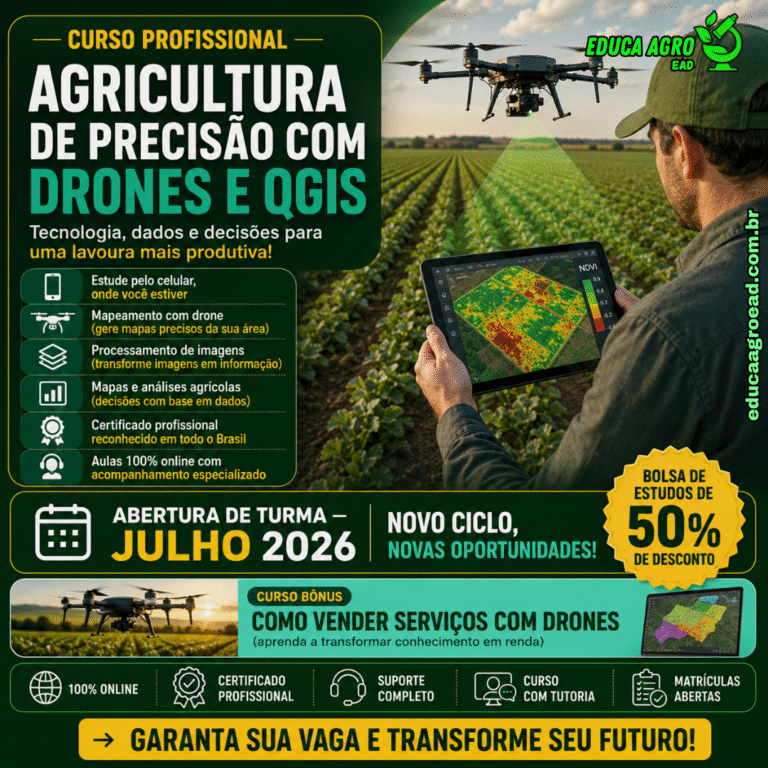 🚁 Turma de Julho Aberta: Curso Profissional de Agricultura de Precisão com Drones e QGIS