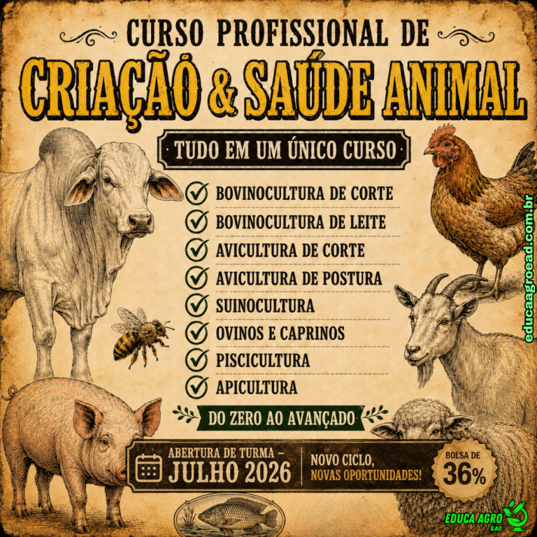 🐄 Turma de Julho Aberta: Curso Profissional de Criação & Saúde Animal — tudo em um único curso