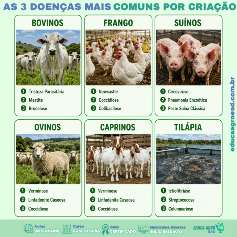 🐄🐔🐷🐑🐐🐟 As 3 Doenças Mais Comuns por Criação: Bovinos, Frango, Suínos, Ovinos, Caprinos e Tilápia