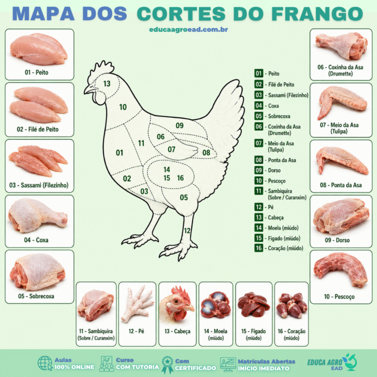 🐔 Mapa dos Cortes do Frango: Conheça as 16 Partes Oficiais