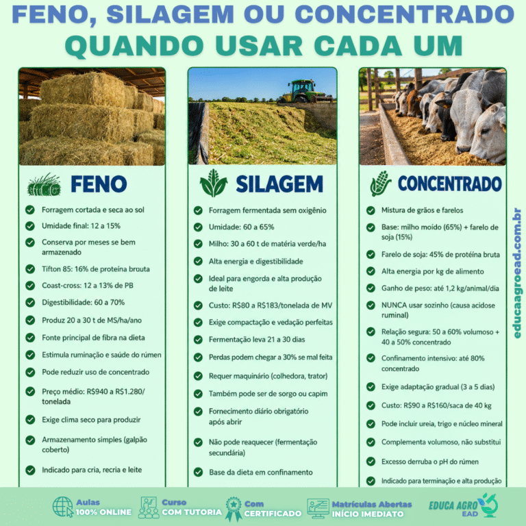 Feno, silagem ou concentrado: quando usar cada um